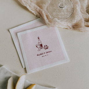 Launige Retro-Doodle-Kunst Hochzeitsservietten Serviette