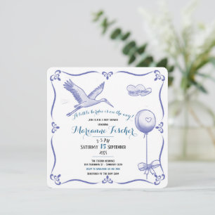 Launige Retro-Storch-Baby-Shower-Einladung