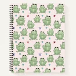 Launige rosa Aquarell-Frosch-Kinderzimmer Notizbuch