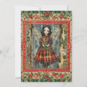 Launige Rustikale Vintage Mädchen Fee Weihnachtska Feiertagskarte