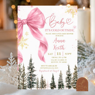 Launige Schleife Winterrosa Babyparty Einladung