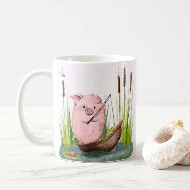Launige Schweinefischertasse Kaffeetasse (Mit Donut)