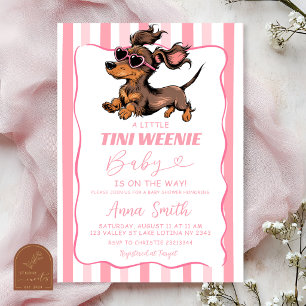 Launige Streifen Wiener Dog Mädchen Baby Shower Einladung
