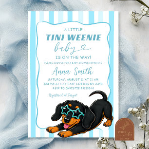 Launige Streifen Wiener Hund Junge Baby Shower Einladung
