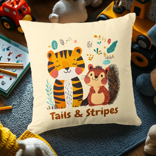 Launige Tiger- und Eichhörnchen-Kinderzimmer-Illus Kissen