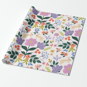 Launige Volks kunst-Häschen & Botanischer Garten Geschenkpapier