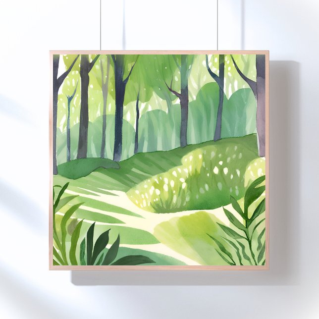 Launige Wälder | Wald-Aquarell-Landschaft Poster (Von Creator hochgeladen)