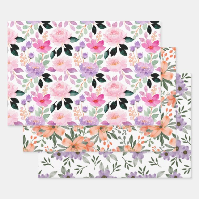 Launige Wasserfarben-Blumenverpackung  Geschenkpapier Set (Set)