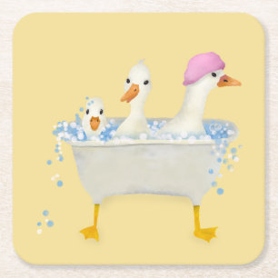 Launige Wasserfarben-Enten im Badewannen-Baby-Show Rechteckiger Pappuntersetzer