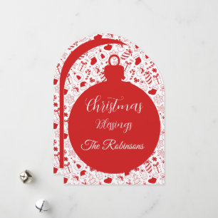 Launige Weihnachts-Doodle-Kunst-Ornament-Silhouett Feiertagskarte