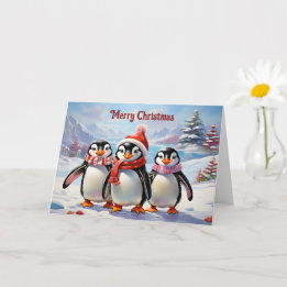 Launige Weihnachts-Pinguin-Trio Karte