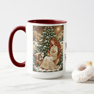 Launige Weihnachtskatze Winter Maiden Art Tasse