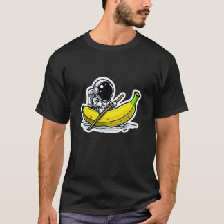 Launiger Astronaut rudert eine Banane Cartoon T-Shirt