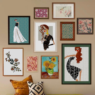 Launiger Blumen- und Blätterstrauß Fotodruck