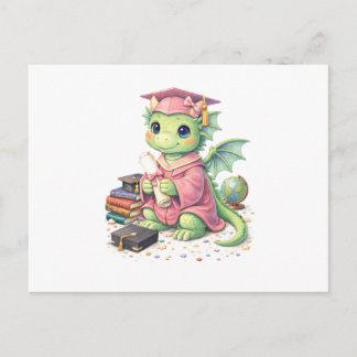 Launiger Diplom-Drache mit Abschlussurkunde Postkarte