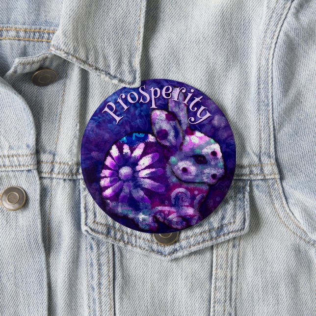 Launiger floraler personalisierter Hase Button (Beispiel)