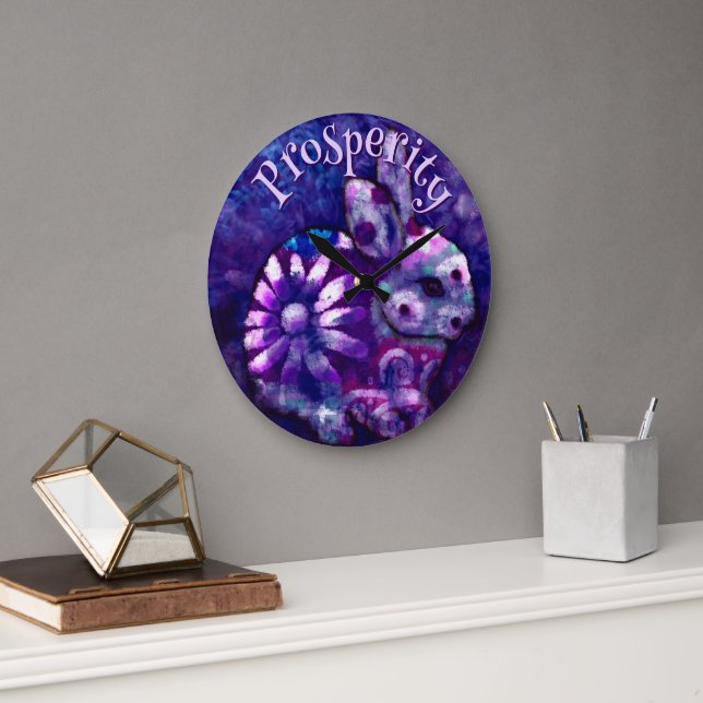 Launiger floraler personalisierter Hase Große Wanduhr (Büro)
