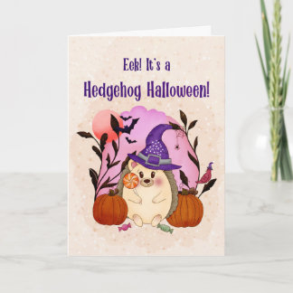 Launiger Halloween-Igel mit Lutscher Karte