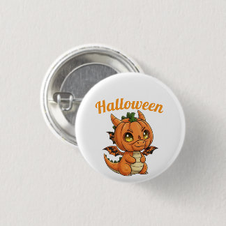 Launiger Halloween-Knopf mit Baby-Drache und Kürbi Button