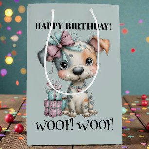 Launiger Hund Wasserfarben Geburtstag Mittlere Geschenktüte