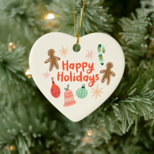 Launiger Keramik-Weihnachtsherzen-Schmuck Keramik Ornament