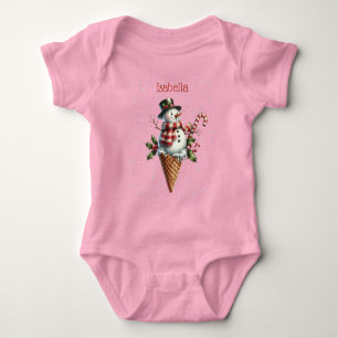 Launiger personalisierter Schneemann mit Zuckersta Baby Strampler