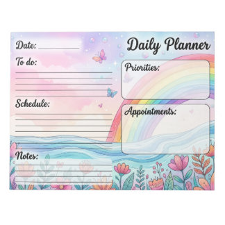 Launiger Regenbogen-Pastell-Wasserfarben-Tagesplan Notizblock