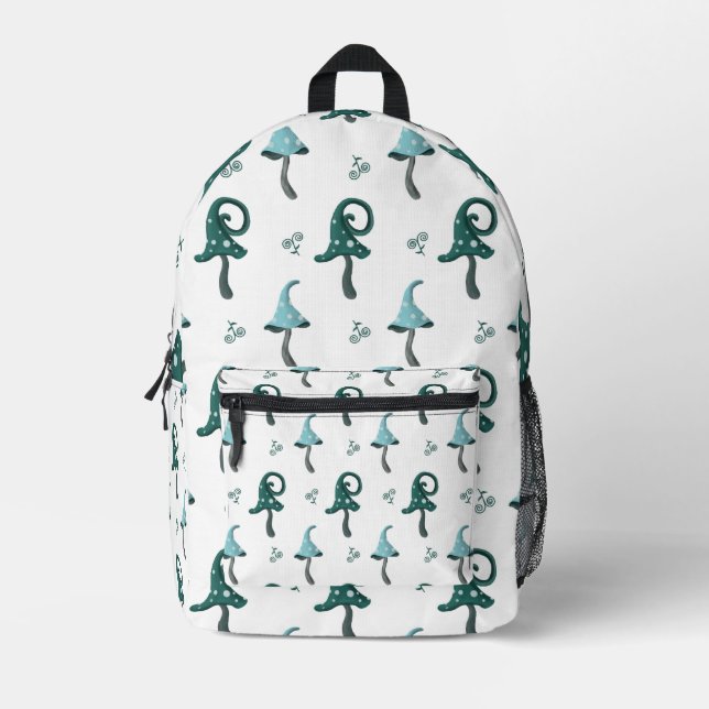 Launiger Rucksack mit Blauem Pilzmuster (Vorderseite)