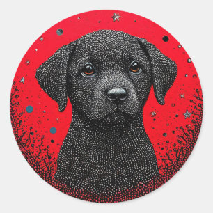 Launiger schwarzer Hund Runder Aufkleber