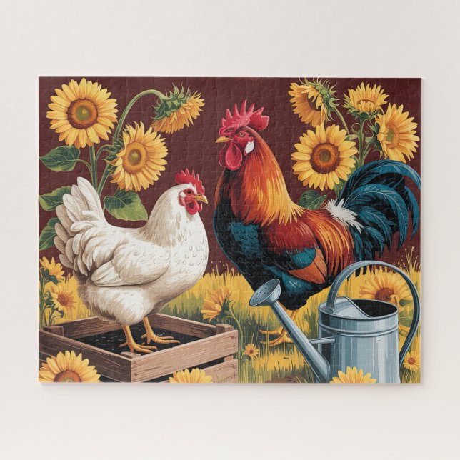 Launiger Sonnenblumenhahn Puzzle (Horizontal)