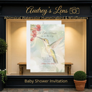 Launiger Wasserfarb-Hummingbird und Wildblumen  Einladung