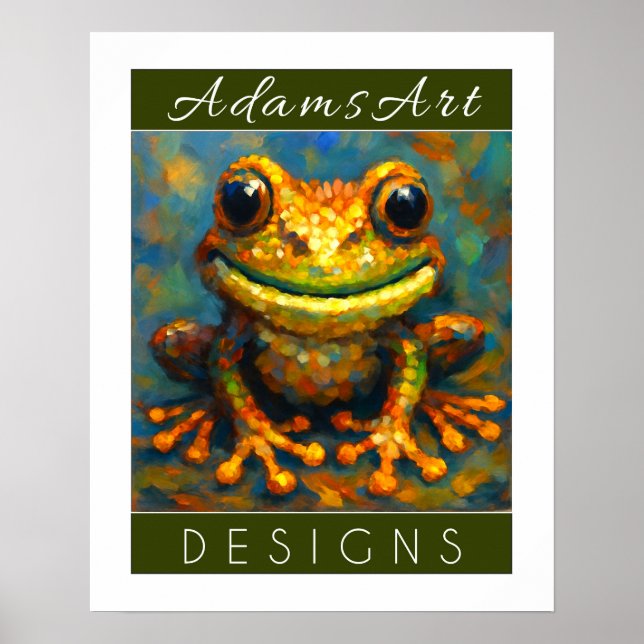 Launiger Wasserfrosch im Wildblumengarten Poster (Vorne)