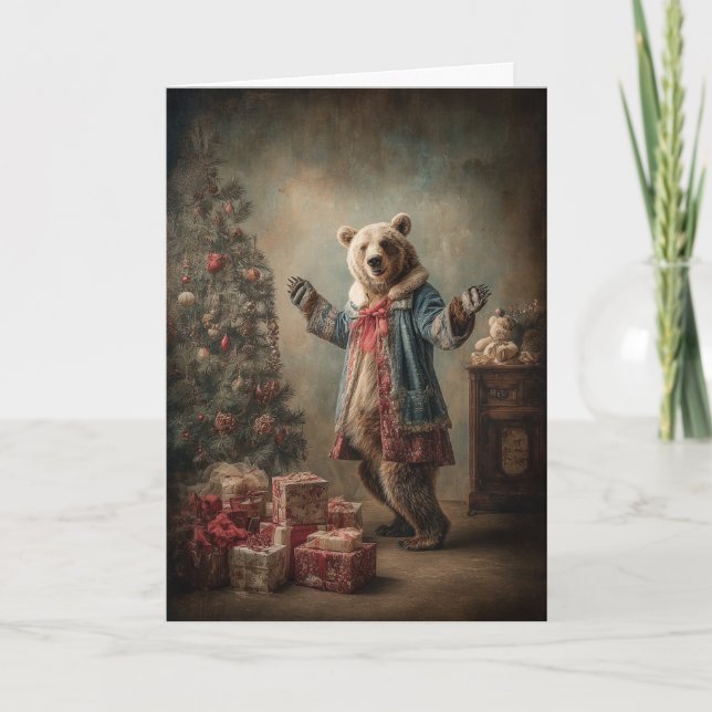 Launiger Weihnachtsbär Feiertagskarte (Vorderseite)