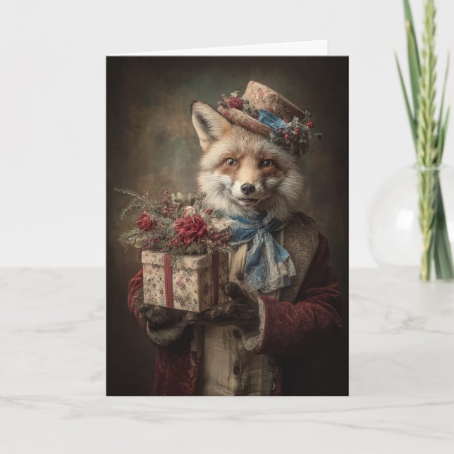 Launiger Weihnachtsfuchs Feiertagskarte (Vorderseite)