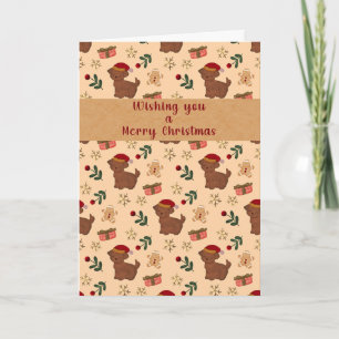 Launiger Weihnachtsgruß mit Welpen Santa Lebkuchen Karte