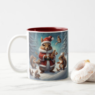 Launiger Weihnachtsmann Eichhörnchen und Babyeichh Zweifarbige Tasse