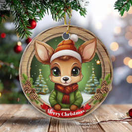 Launiger Winter-Wunderland-Wald-Wildlife 🦌🎄 Keramik Ornament