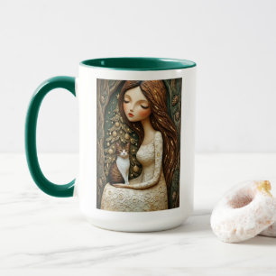 Launiger Winterkatzen-Fee-Mug im Vintage-Weihnacht Tasse