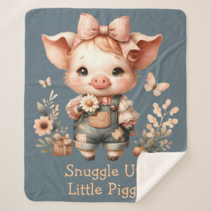 Launiges Ferkel in pastellfarbenen Overalls Blau Sherpadecke