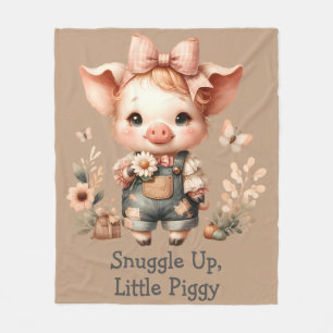 Launiges Ferkel in pastellfarbenen Overalls Braun Fleecedecke