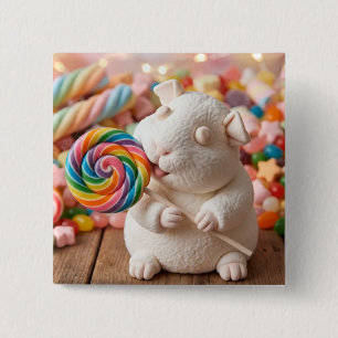Launiges Meerschweinchen mit Marshmallow und Lutsc Button