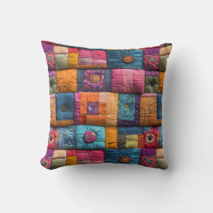 Launiges Patchwork-Quiltmuster: Farbdesign Kissen