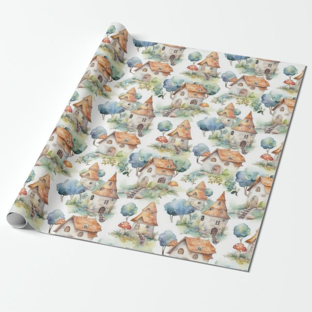 Launiges Pilzhaus-Muster (11) Geschenkpapier (Ungerollt)