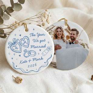 Launisch Handgezeichnete Erste Weihnachten Verheir Keramik Ornament