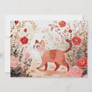 Launisch & Katze in einem Rosengarten Feiertagskarte