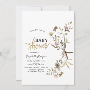 Launische Aquarell-Wildblumen-Baby-Party Einladung