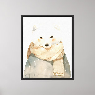Launische Arktischer Fuchs Aquarell Kinderzimmer W Leinwanddruck