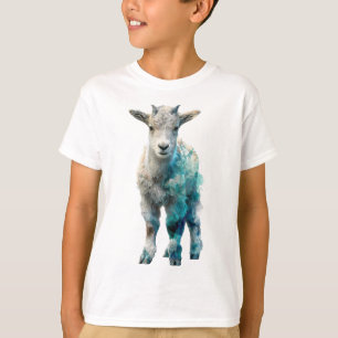 Launische Blaue Wasserfarbe Ziegenkinder T-Shirt