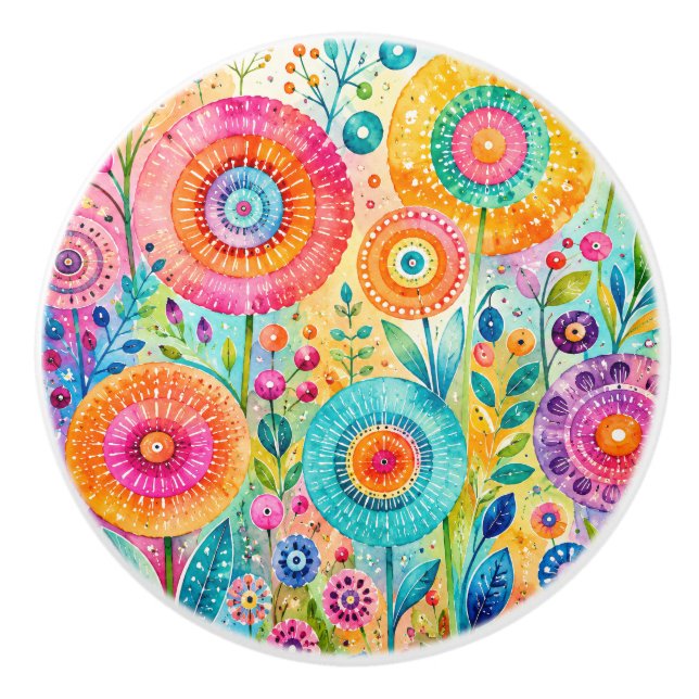 Launische Blume Keramikknauf (Vorderseite)