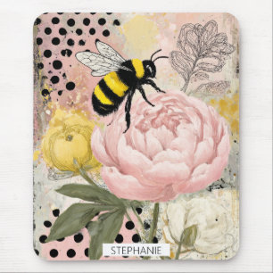 Launische Blume und Biene – Gemütliches Florales ( Mousepad
